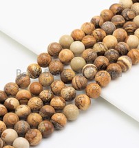 Quality Natural Picture Jasper Beads, Round Smooth 6mm/8mm/10mm/12mm beads, - $4.00+