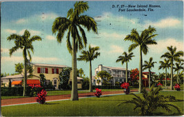 Palm Trees New Island Homes Fort Lauderdale Florida Vintage Postcard (A12) - £5.80 GBP