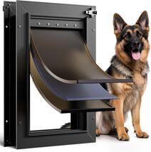 Petcoming Dog Door for Door All Aluminum 3 Flaps Black, Large up to 110LBS - $93.65 CAD