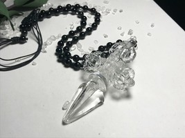 Double Vajra Clear Natural Quartz Crystal Phurba Cross Pendant Healing L... - $112.11