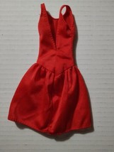 EUC Barbie Doll Red Dress Fashion Fit Flare Deep V Back - $8.79