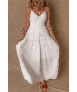 White Spaghetti Straps High Waist Elegant Long Dress - €23,23 EUR White Spaghetti Straps High Waist Elegant Long Dress - €23,23 EUR