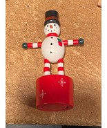 4.5&quot; Wooden Snowman Push Puppet *Pre-Owned/Nice/Unbranded* e2 - $10.85 CAD