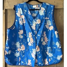 Vintage Artistic Creation Sleeveless Blue Floral Smock Work Apron Women&#39;... - £9.42 GBP