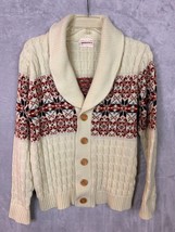 Vintage 70’s Mervyn’s women&#39;s Cable Knit Shawl Collar Cardigan Sweater M - £46.22 GBP