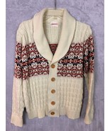 Vintage 70’s Mervyn’s women&#39;s Cable Knit Shawl Collar Cardigan Sweater M - £45.55 GBP