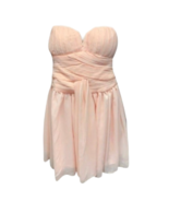 Cinderella Womens Strapless Dress Pink Pleated Ruched Chiffon Party M New - £28.39 GBP