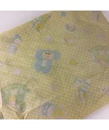 Baby Nursery Bedding Fitted Crib Sheet Yellow Checked Animals Blocks Vin... - $32.62