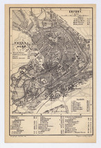 1892 Original Antique City Map Of Erfurt / Thuringia Thüringen / Germany - $23.05