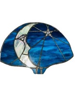 Handmade Leaded Stained Glass Crescent Moon Man Star Suncatcher Window A... - $61.42 CAD
