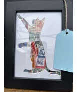 Cat Playing! - Vintage Postage Stamp Collage Art - €37,90 EUR