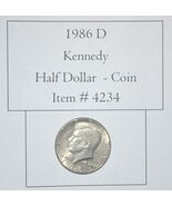1986 D, Kennedy Half Dollar, # 4234, half dollar coin, vintage coins, ra... - $14.40