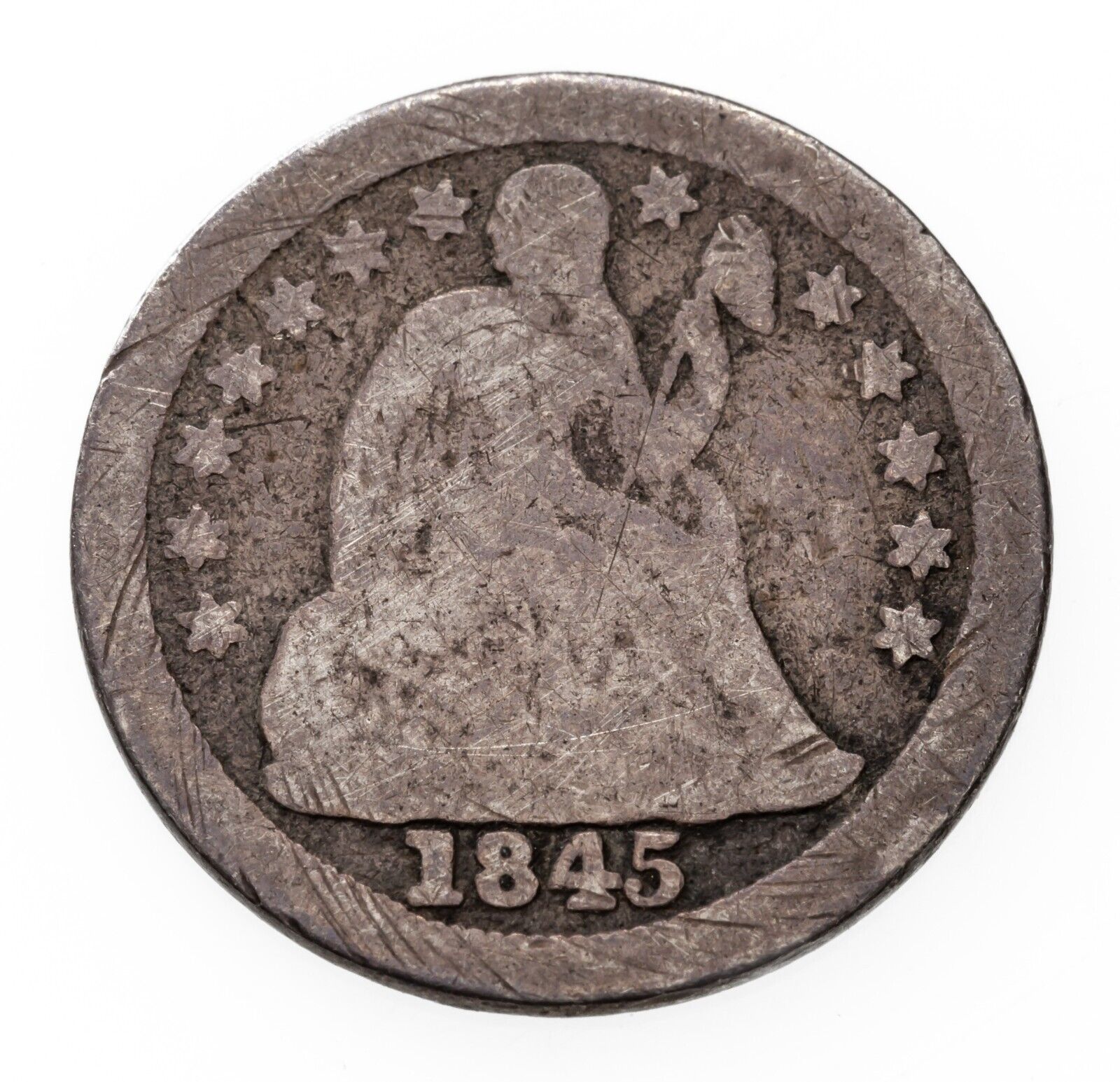 1845-O 10C Seated Dime Good Condition, Full Rims, Low Mintage! - £118.70 GBP