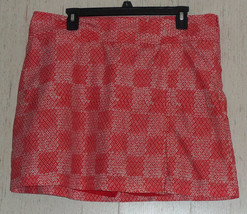 Excellent Womens Izod Golf Red &amp; White Print Check Skort Size 14 - £18.24 GBP