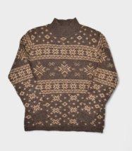 Susquehanna Trail Outfitters Sweater Mens S Brown Fair Isle Mock Neck Pu... - $24.04