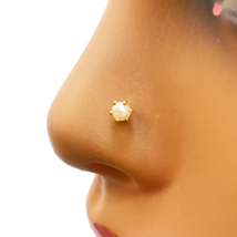 22ct Yellow Gold Freshwater Pearl Claw Single Nose Stud 4.1mm - $62.87