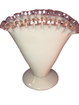 Fenton Rose Crest Fan Vase Depression Glass 4.5 inches - £15.98 GBP