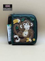MONKEY WITH BANANAS ZIP AROUND WALLET DARK GREEN CHALA - $36.63