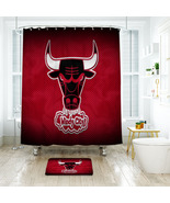 Chicago Bulls 05 Shower Curtain Bath Mat Bathroom Waterproof Decorative - £17.97 GBP+