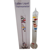 Galileo Glass Thermometer Large 7 Colored Spheres Scientific 16.5&quot; Multi... - £56.86 GBP