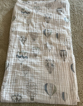 Aden Anais Blue Gray White Hot Air Balloons Large Swaddle Blanket - $12.25