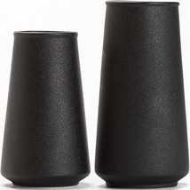 Ceramic Flower Vase Set 2 - Large Small Modern Art Vase For Centerpieces, Black - £30.56 GBP