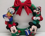 Vintage Disney Christmas Door Hanging Wreath Plush Mickey Minnie Friends 3D - £42.94 GBP