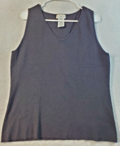White Stag Activewear Tank Top Womens Size XL Black Knit Rayon Sleeveless V Neck - £12.56 GBP