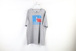 Vintage Russell Athletic Mens XL Distressed Spell Out Big Logo T-Shirt Gray - £23.70 GBP