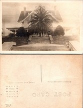 USA Unknown Location Outside View Two Story Home Palm Tree RPPC Antique Postcard - £14.18 GBP