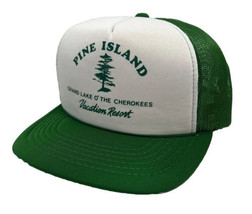 Vintage Pine Island Hat Cap Snap Back Green Mesh Trucker One Size Resort YoungAn - £15.50 GBP