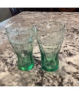 Vintage Coca Cola Green Embossed Glasses 6” -Set of 2 - €7,73 EUR