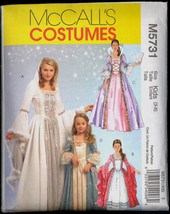 Size 3 4 Girls Princess Costume McCalls 5731 Pattern Renaissance Gown Halloween - £5.49 GBP