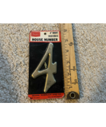 New Old Stock Vintage Solid Brass 4 Inch House Number w/Screws Number 4 - $169.45 MXN