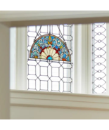 11&quot;H Maxine Blue Half-Moon Stained Glass Window Panel - $148.38