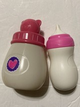 Pink &amp; White Plastic Baby Bottles for Pretend Play In Classroom Playroom Daycare - £4.28 GBP