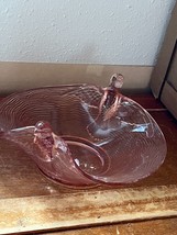 Vintage Light Pink Glass Bowl w Flying Bird Sides – 3.5 inches high x 7.... - £14.72 GBP