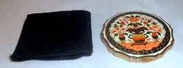 Vintage Straton Solid Make-up Compact with Mirror and Pad Enameled Floral Design - £39.96 GBP