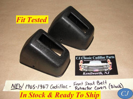NEW 1965-1967 CADILLAC FRONT SEAT BELT RETRACTORS BOLT COVERS TRIM - BLACK - $108.89