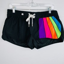 OP Ocean Pacific Juniors 11 13 Black Shorts With Colorful Print On One L... - $19.12