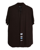 Dolce &amp; Gabbana Polo Shirt With Tie Detail In Virgin Wool Men Brown Size 48 - $176.70