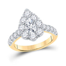 14kt Yellow Gold Pear Diamond Halo Bridal Wedding Engagement Ring 2-3/8 Cttw - £5,893.29 GBP