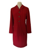 Julian Taylor Red Skirt Suit Women&#39;s Size 6P A-line Skirt Button Front Blazer - £27.69 GBP