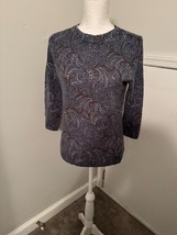 NWOT Talbots Pure Cashmere Womens M/P Top Paisley 3/4 Sleeve Sweater - £28.01 GBP