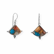 30mm Spiny Oyster &amp; Turquoise Triangle Shaped Dangle Earring 925 Sterlin... - £143.44 GBP