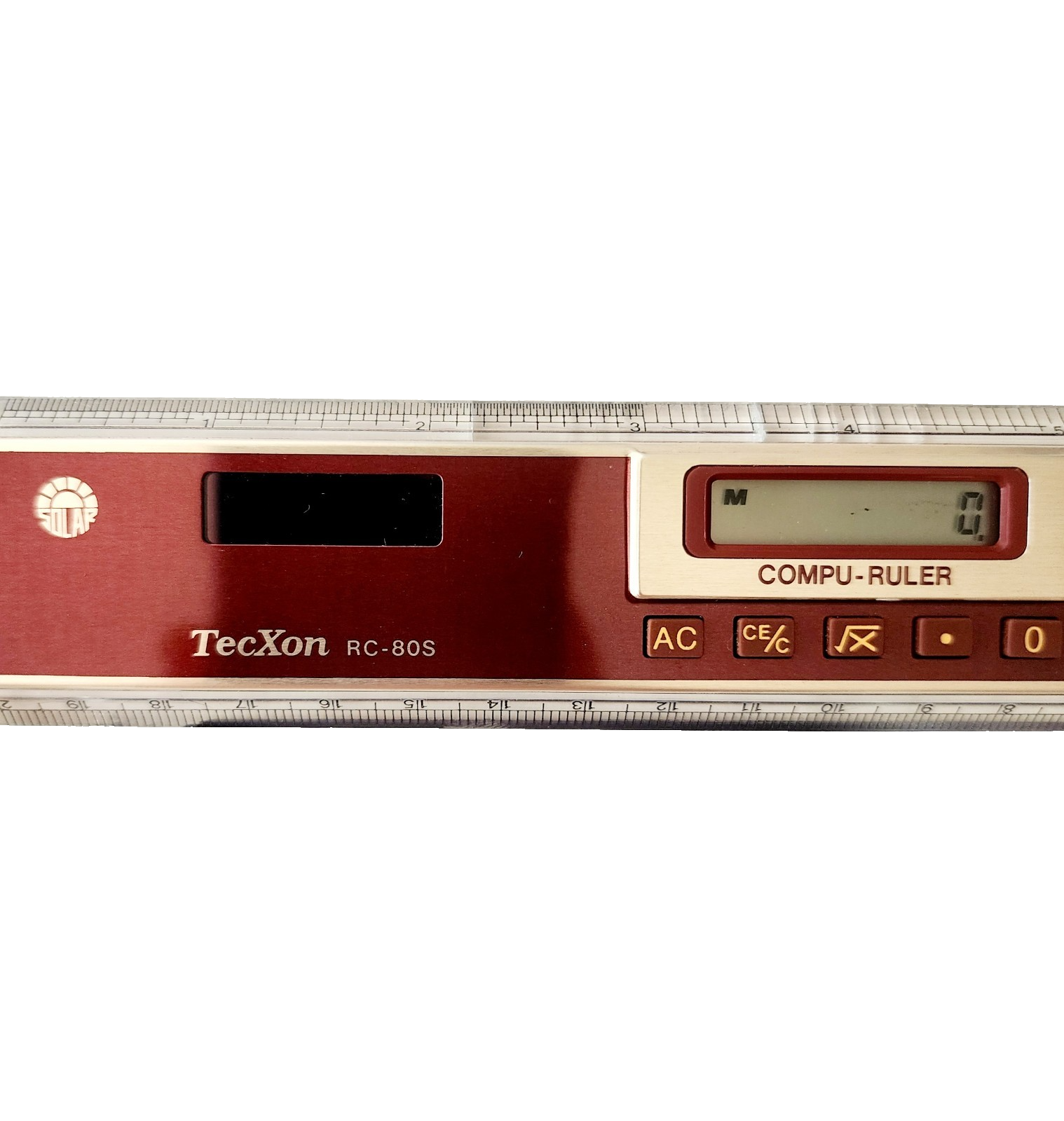 1980s TecXon RC-80S Compu-Ruler Solar Power Calculator w/Case Vintage F17 Item image 3