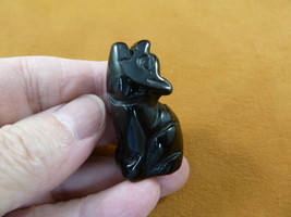 Y-COY-SI-564) Black Onyx COYOTE pup gemstone carving FIGURINE baby gem C... - $19.99