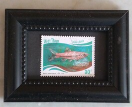 Tchotchke Framed Stamp Art - Collectible Postage Stamp - Siamese Fightin... - $8.99