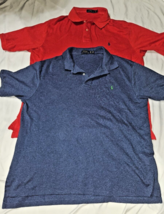 2 Ralph Lauren Polo Shirt Men&#39;s XLT Red 1XB heather blue pony golf dress logo - £14.34 GBP
