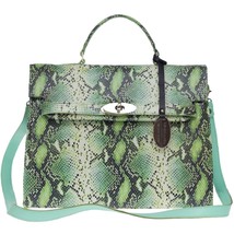 Giordano Italian Made Green Python Embossed Leather Large Structured Handbag - £391.65 GBP